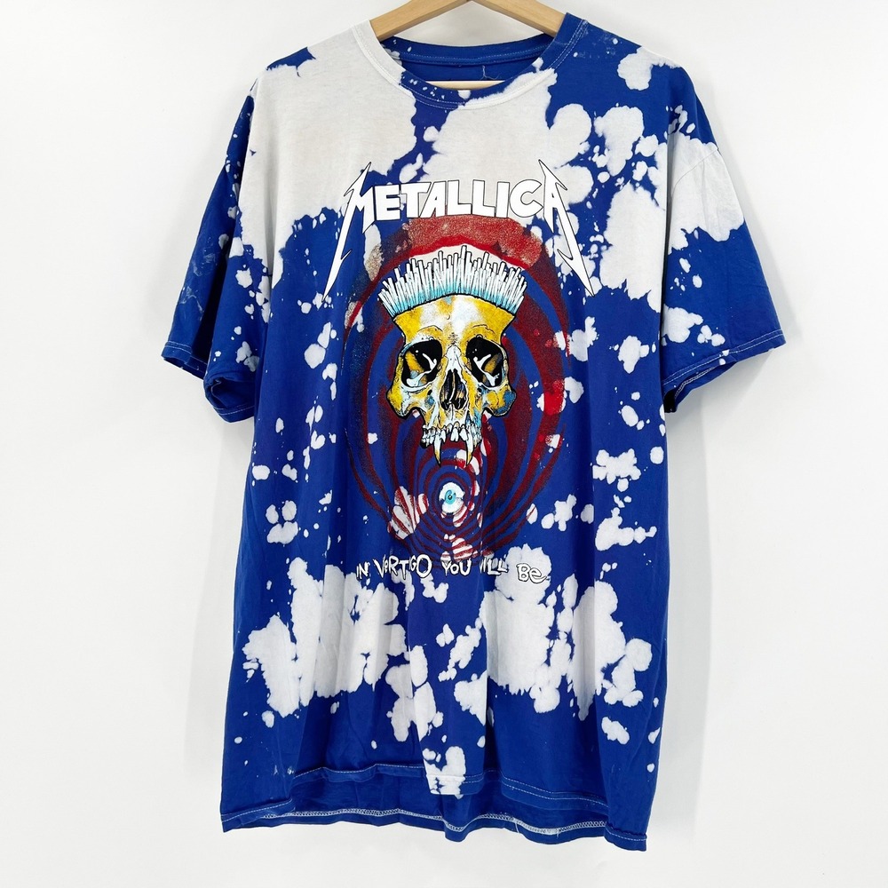 Metallica Bleach Dye‎ Graphic T-Shirt Rock Band Music Tee Large